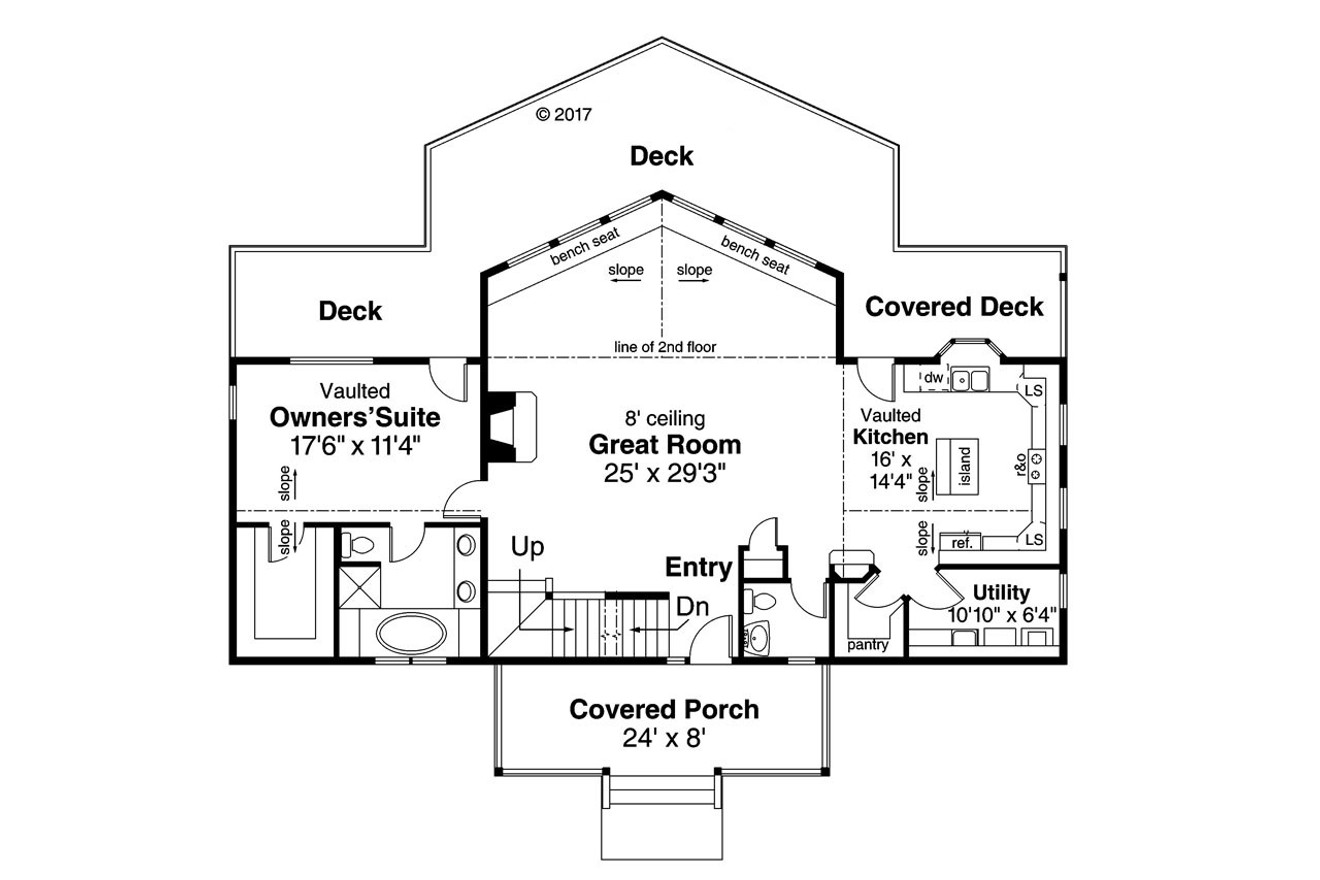 A-Frame House Plan - Alpenview 76458 - 1st Floor Plan