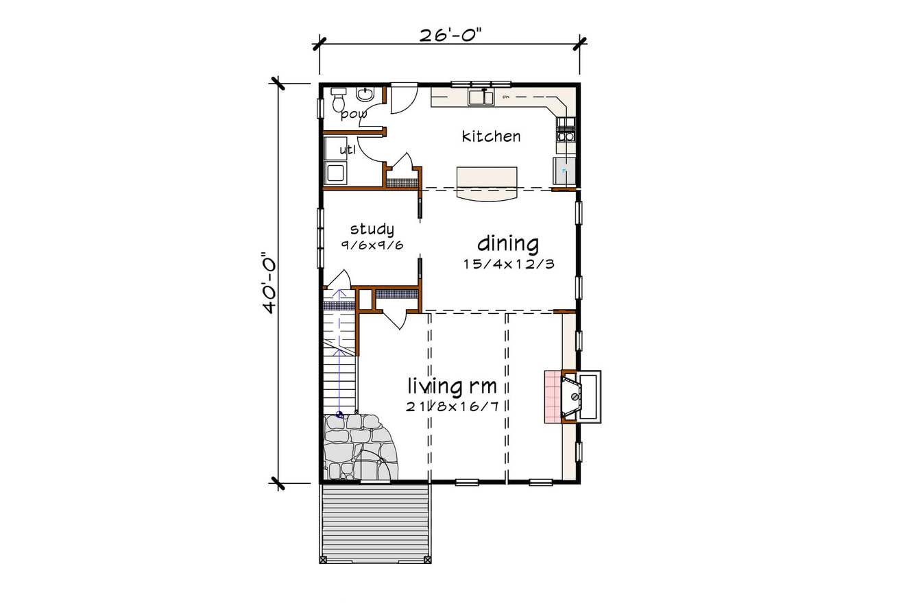 Modern House Plan - 76548 - 1st Floor Plan