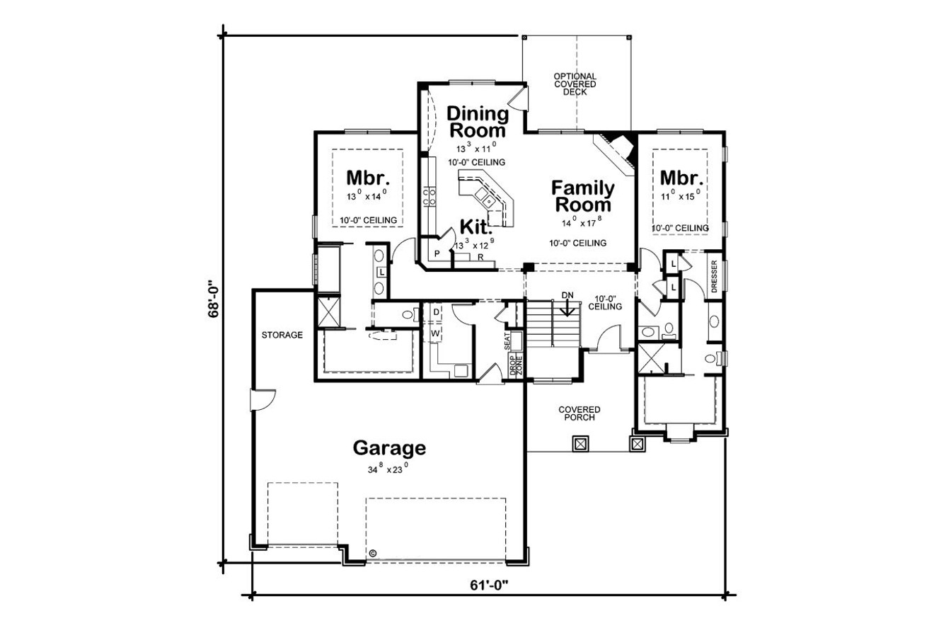 Craftsman House Plan - Welker 76781 - 1st Floor Plan