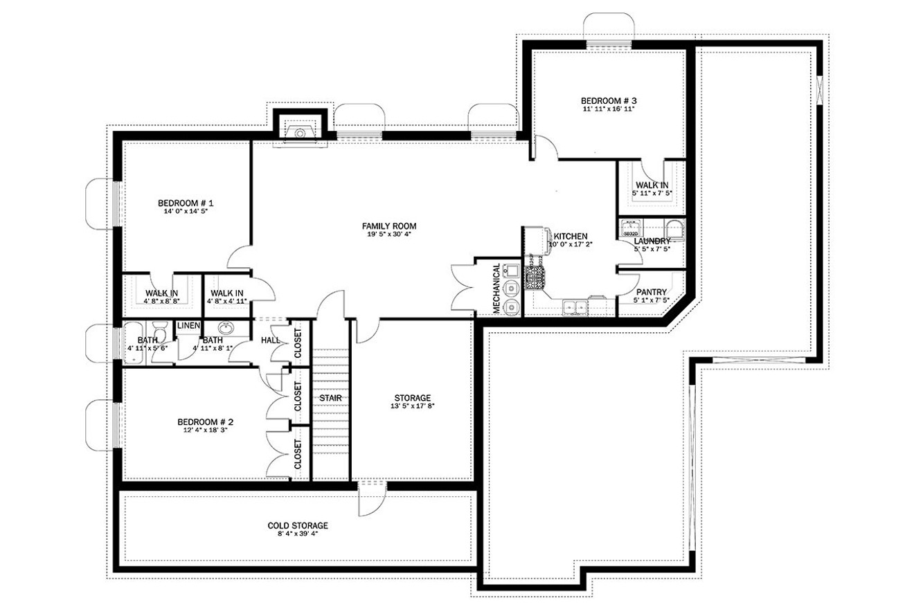 Craftsman House Plan - Olney 76719 - Basement Floor Plan