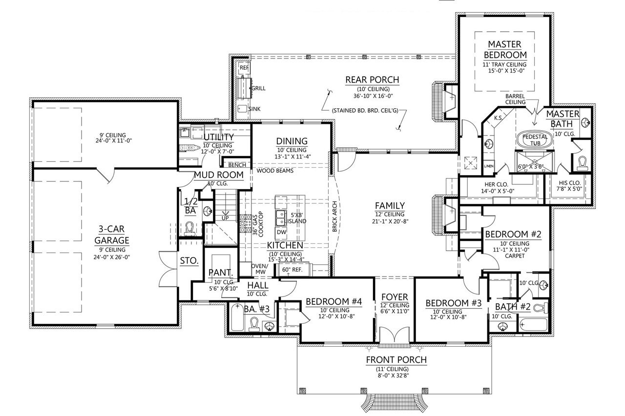 European House Plan - Ridgefarm 77267 - 1st Floor Plan
