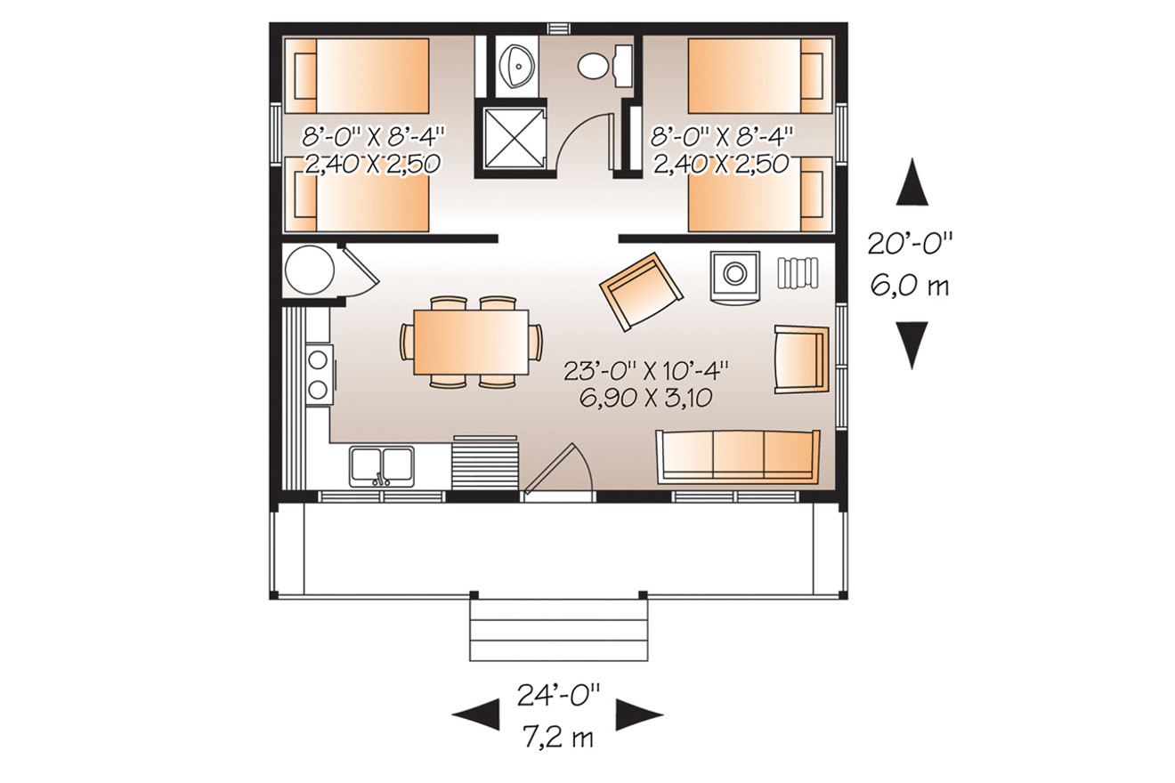 Cottage House Plan - Great Escape 77337 - 1st Floor Plan