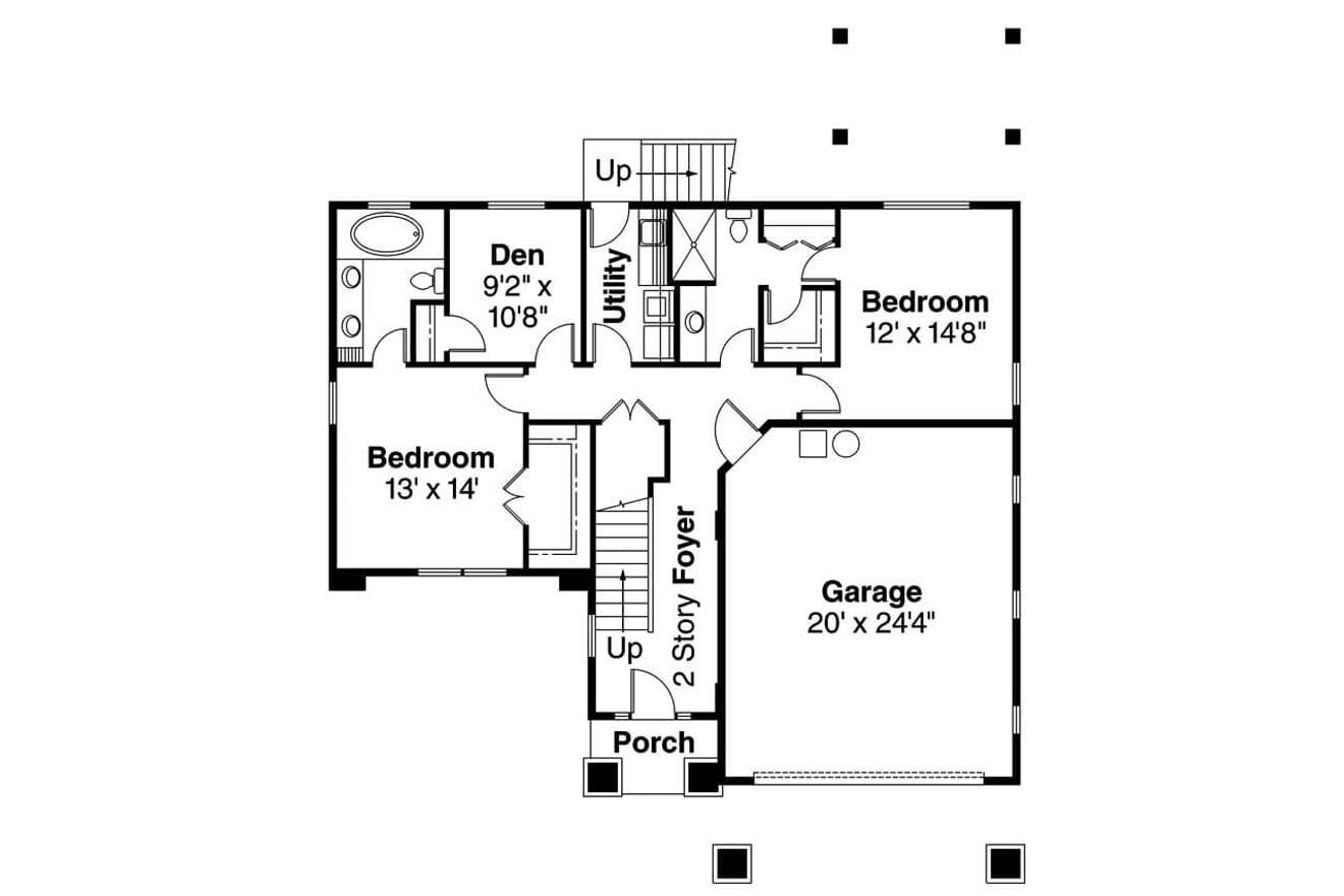 European House Plan - Marianna 77436 - 1st Floor Plan