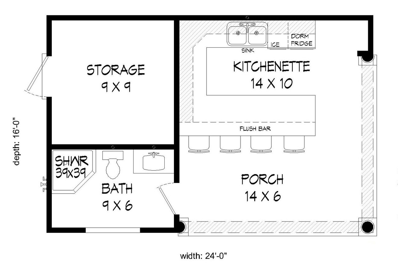 Traditional House Plan - Manchester Poolhouse 77507 - 1st Floor Plan