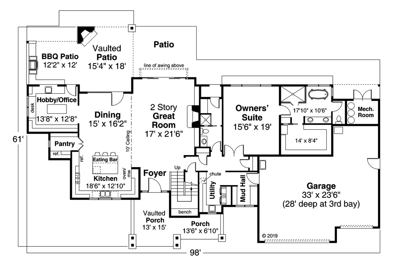 Lodge Style House Plan - Eatonville 77665 - 1st Floor Plan
