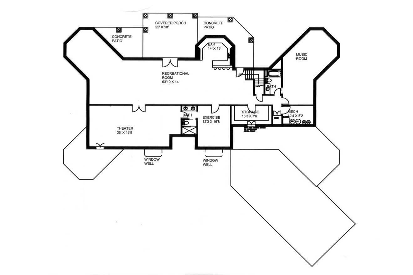 Secondary Image - Craftsman House Plan - 77845 - Basement Floor Plan