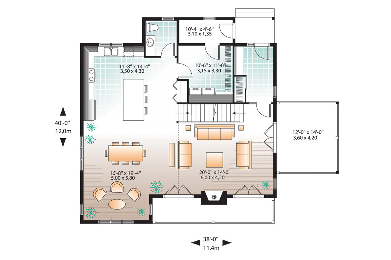 Cottage House Plan - Touchstone 4 78065 - 1st Floor Plan