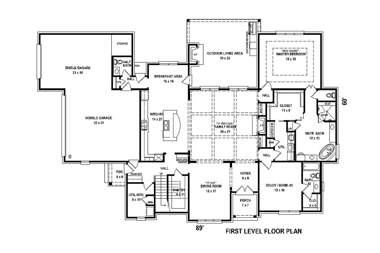 European House Plan - 78098 - 1st Floor Plan