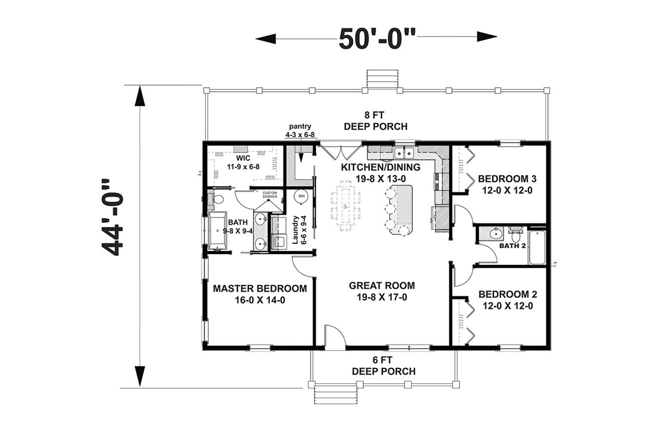 Cottage House Plan - 78251 - 1st Floor Plan