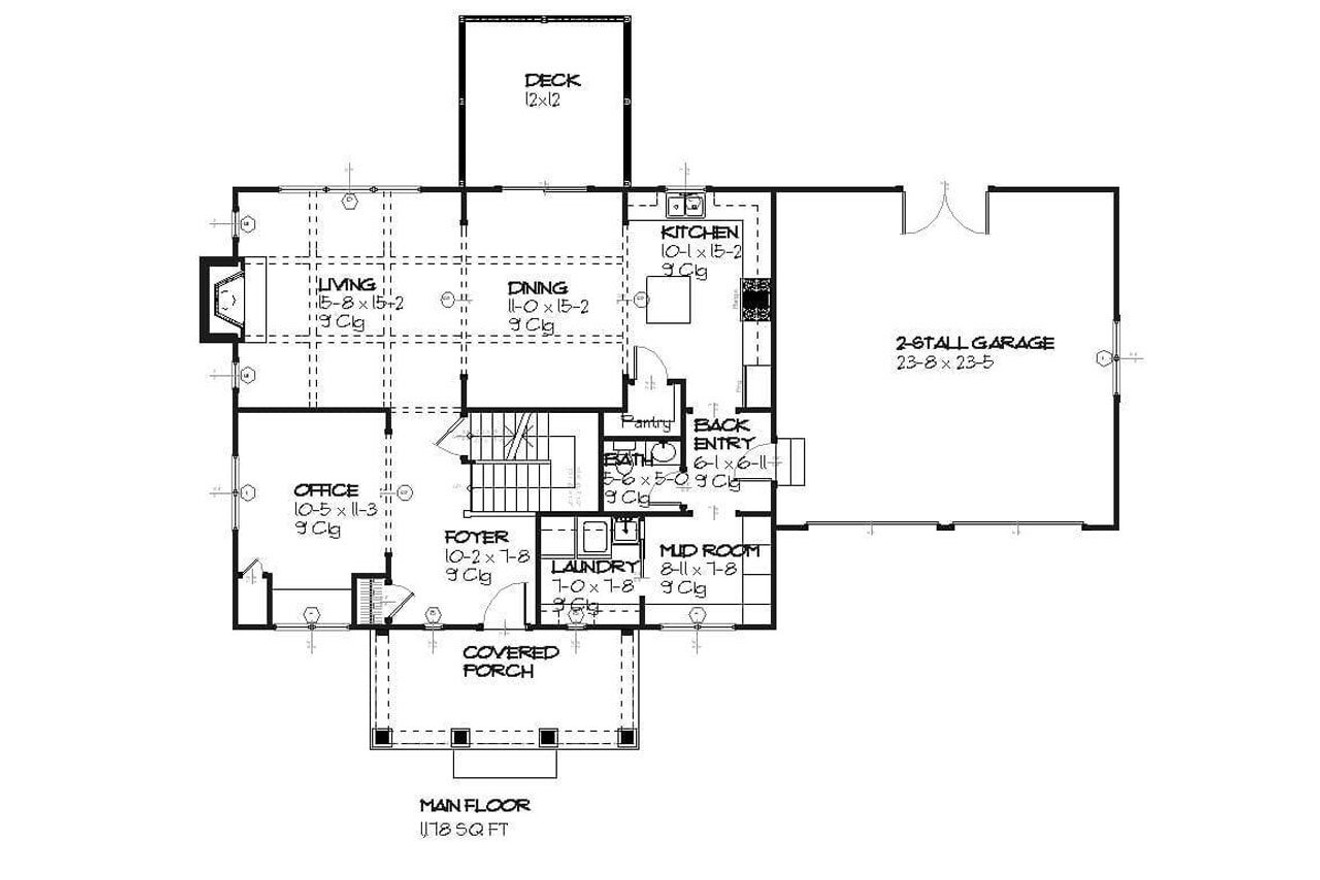 Prairie House Plan - Deming 78317 - 1st Floor Plan