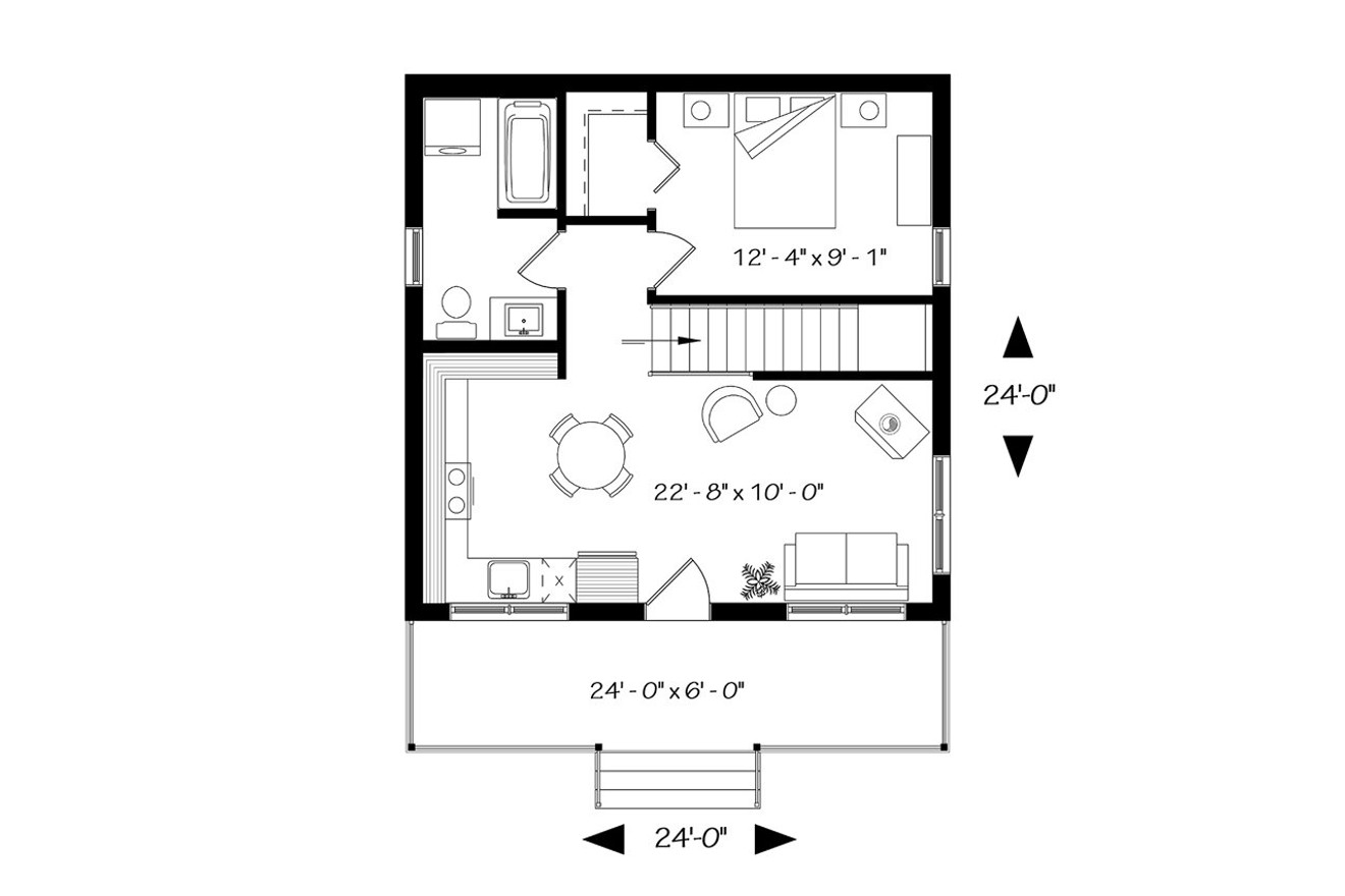 Cottage House Plan - Great Escape 2 79021 - 1st Floor Plan