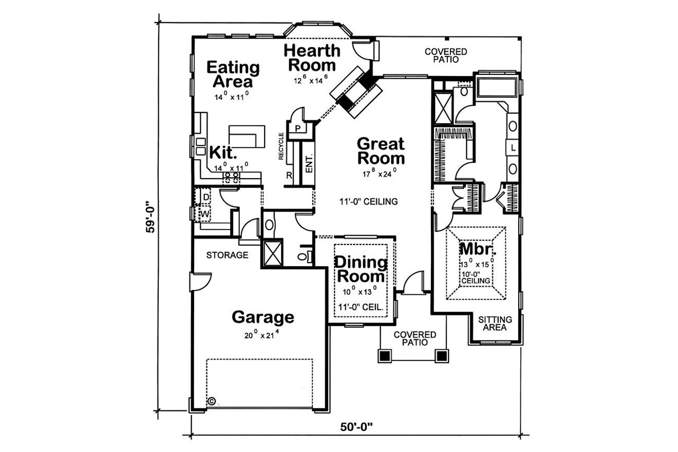 Mediterranean House Plan - Applegate 79118 - 1st Floor Plan