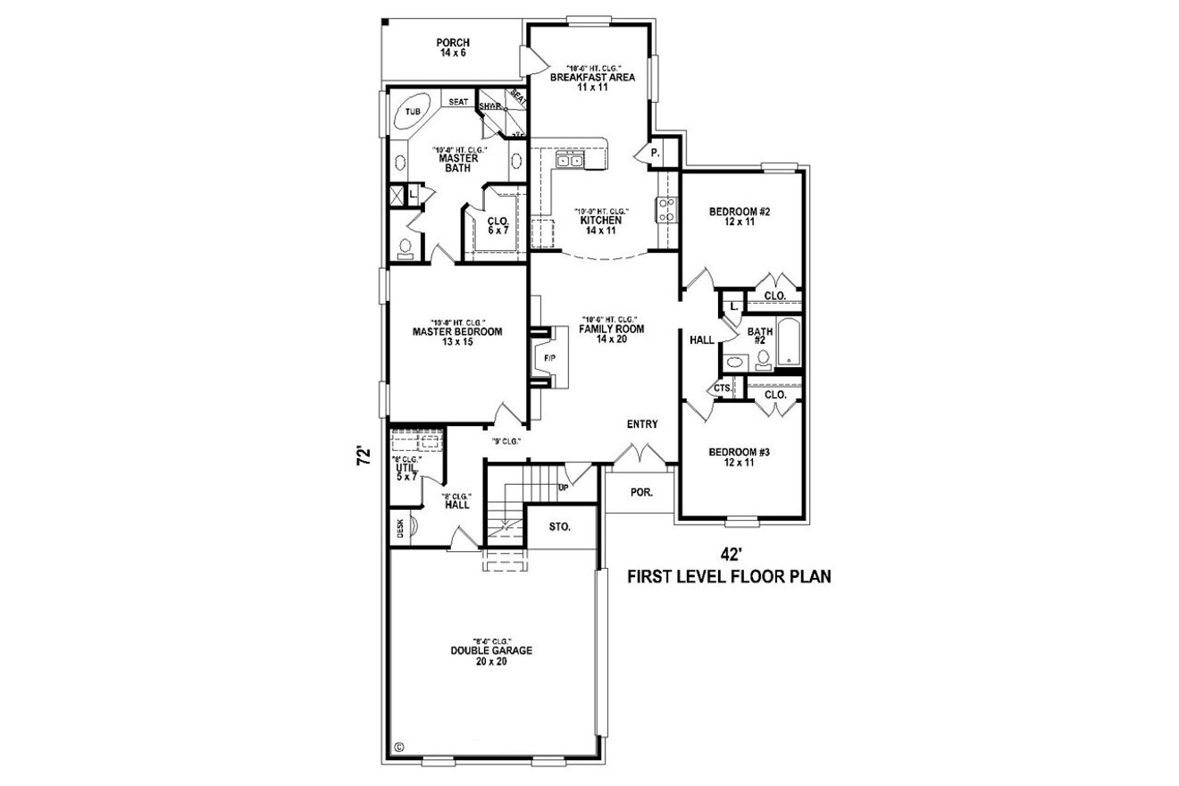 Traditional House Plan - 79570 - 1st Floor Plan
