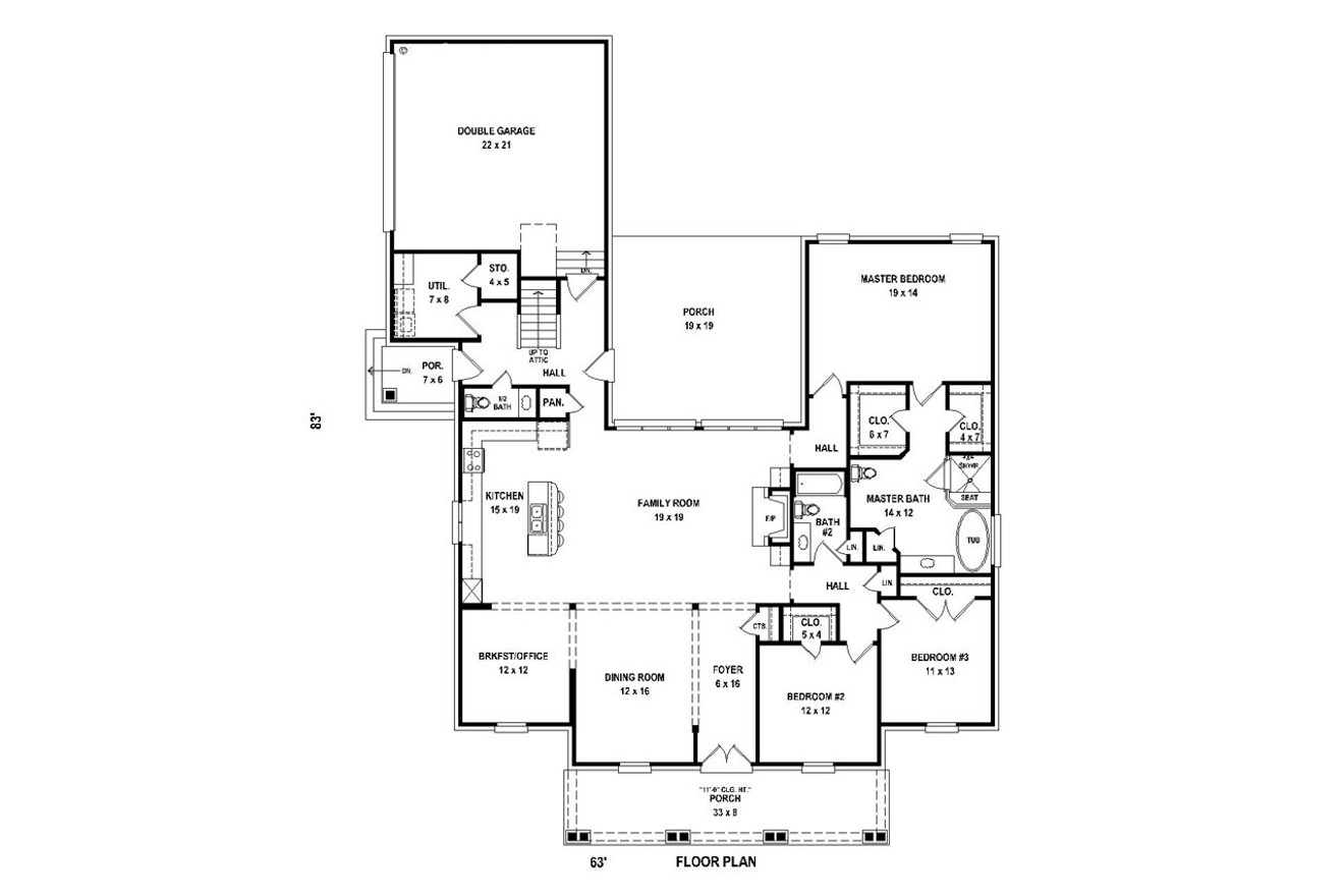 Colonial House Plan - 79592 - 1st Floor Plan