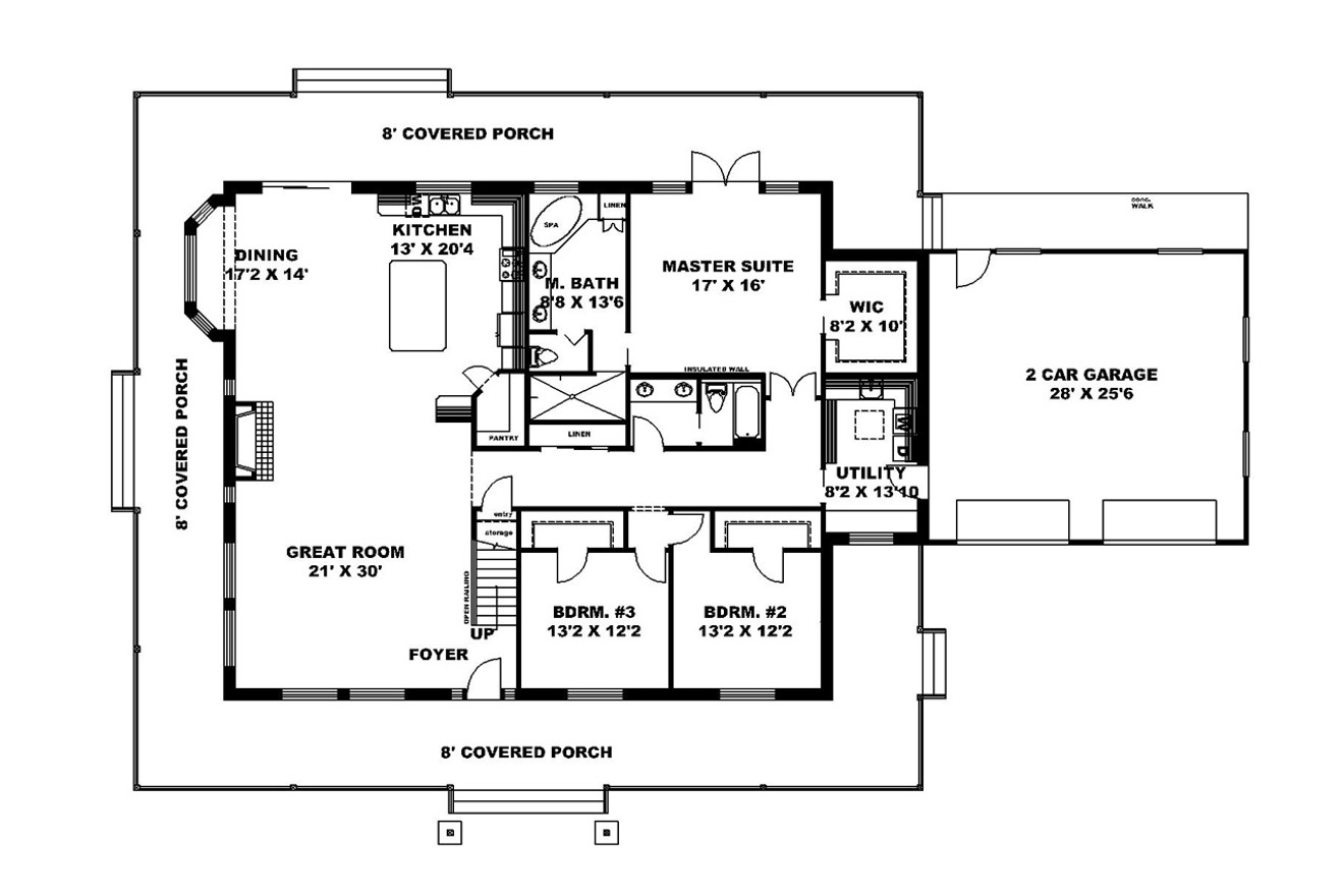 Country House Plan - 79823 - 1st Floor Plan