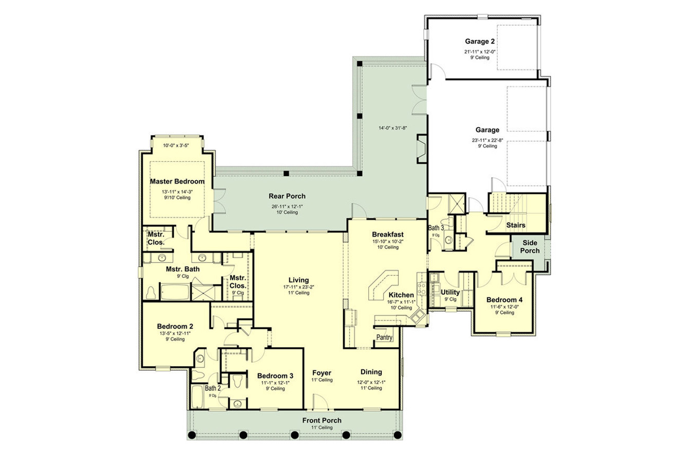 Southern House Plan - 79872 - 1st Floor Plan