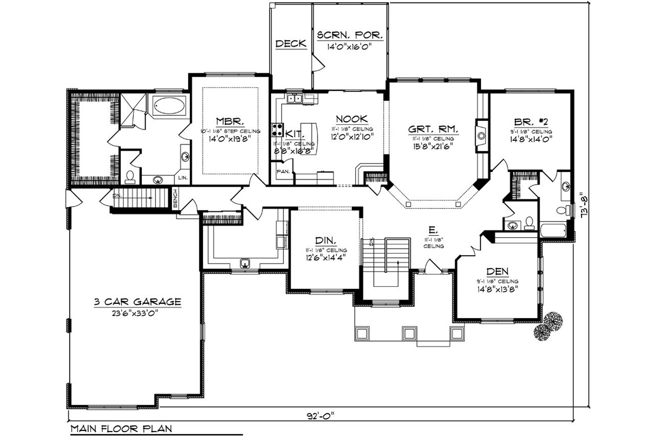 Craftsman House Plan - 79894 - 1st Floor Plan