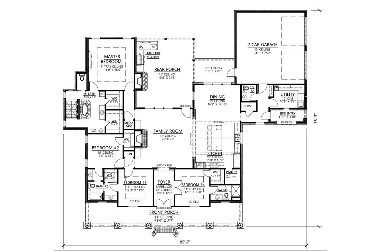 European House Plan - Oakmont 79925 - 1st Floor Plan