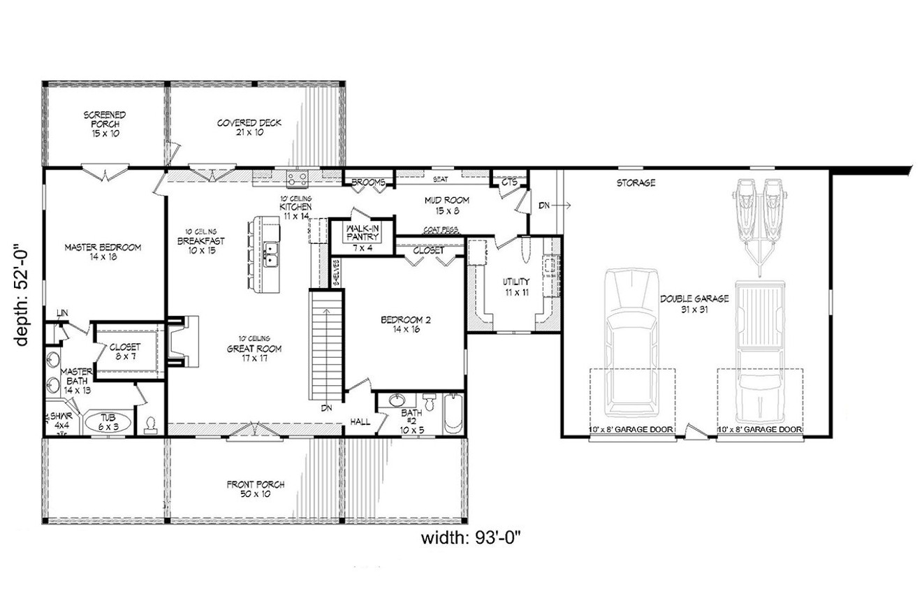 Country House Plan - Silver Creek II 80209 - 1st Floor Plan