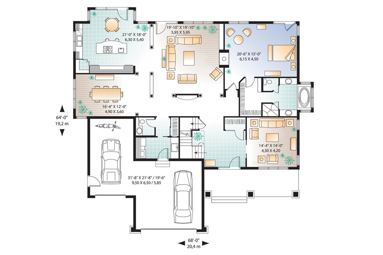 Craftsman House Plan - East Lake 80477 - 1st Floor Plan