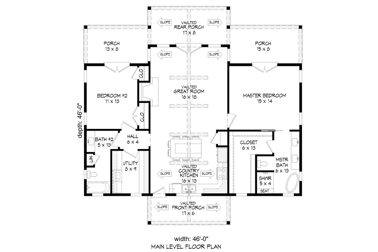 Craftsman House Plan - Liberty Bay 80773 - 1st Floor Plan