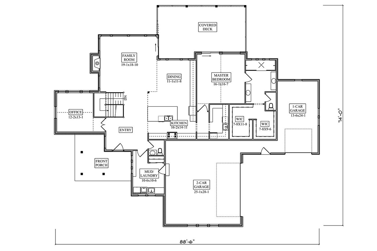 Ranch House Plan - Granite Shoal 80817 - 1st Floor Plan