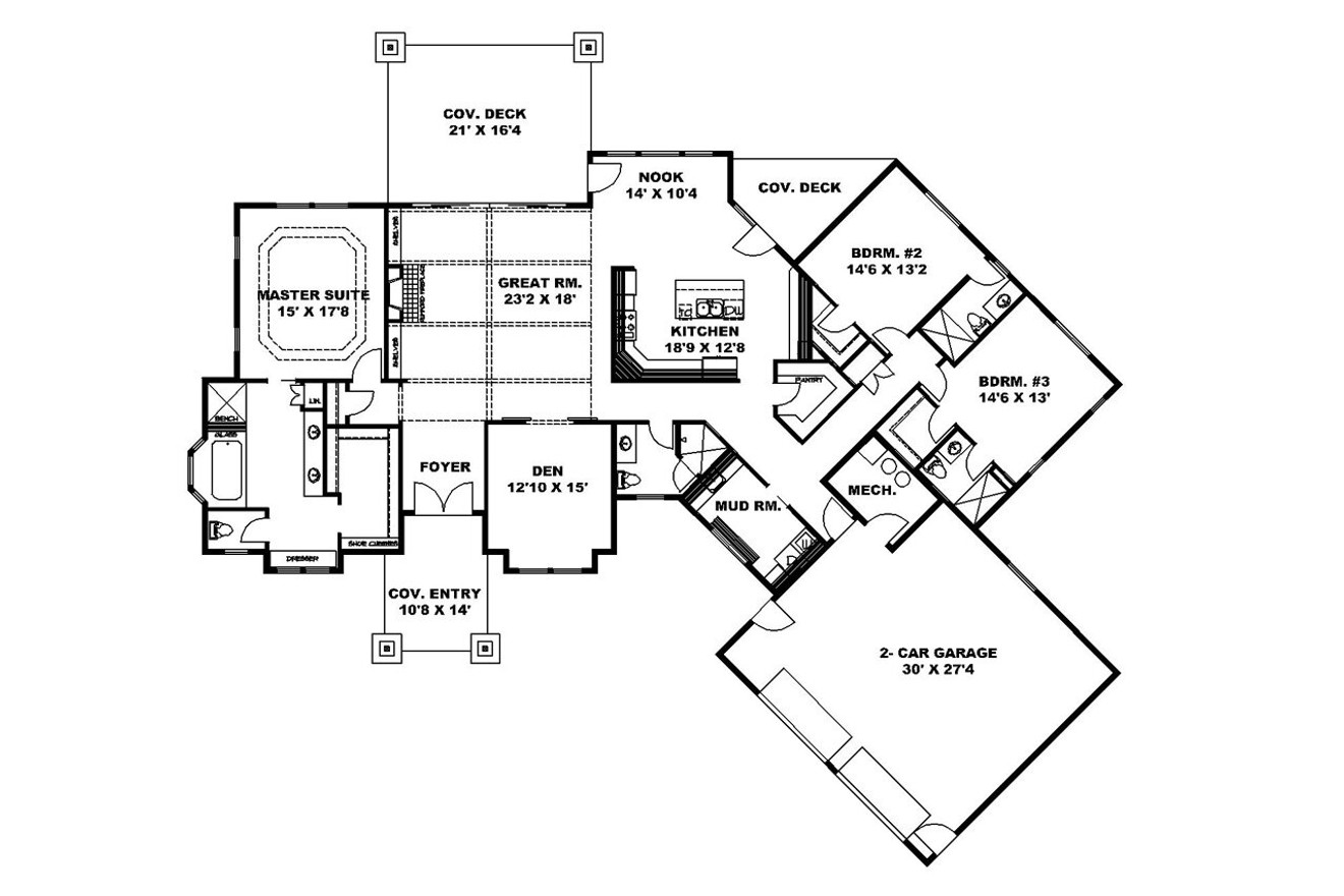 Craftsman House Plan - 80870 - 1st Floor Plan