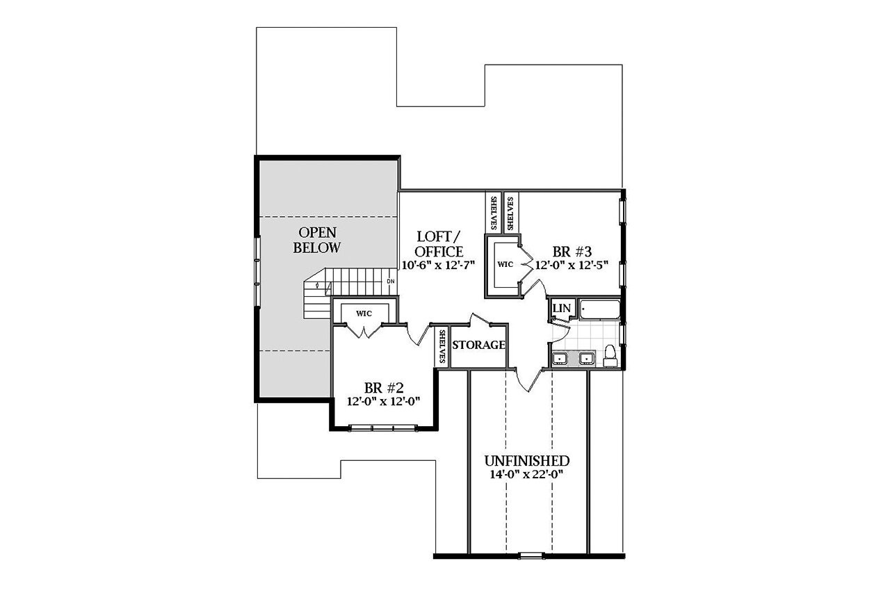Secondary Image - Craftsman House Plan - Amherst 81003 - 2nd Floor Plan