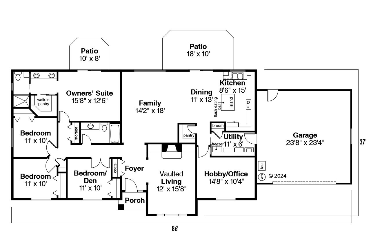 Ranch House Plan - Elliot 81293 - 1st Floor Plan