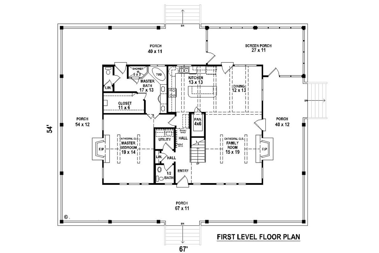Country House Plan - 81334 - 1st Floor Plan