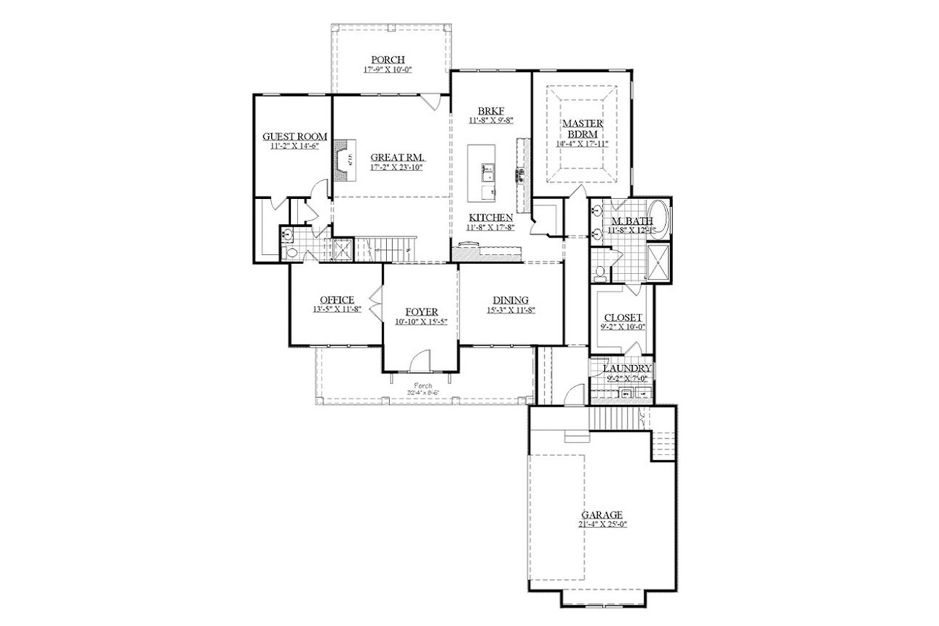 Farmhouse House Plan - Woodside II 81795 - 1st Floor Plan