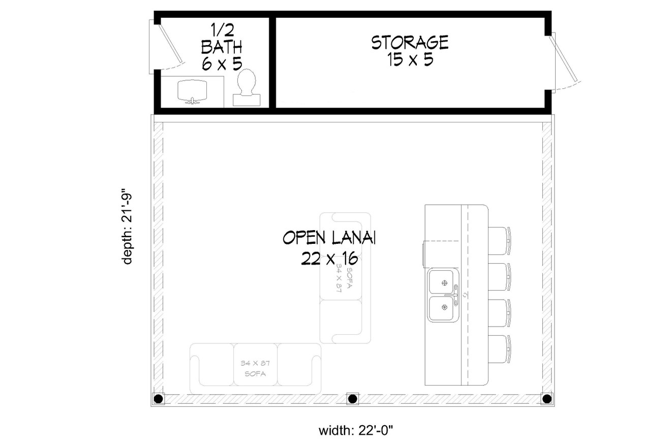Traditional House Plan - Glades Poolhouse 81904 - 1st Floor Plan