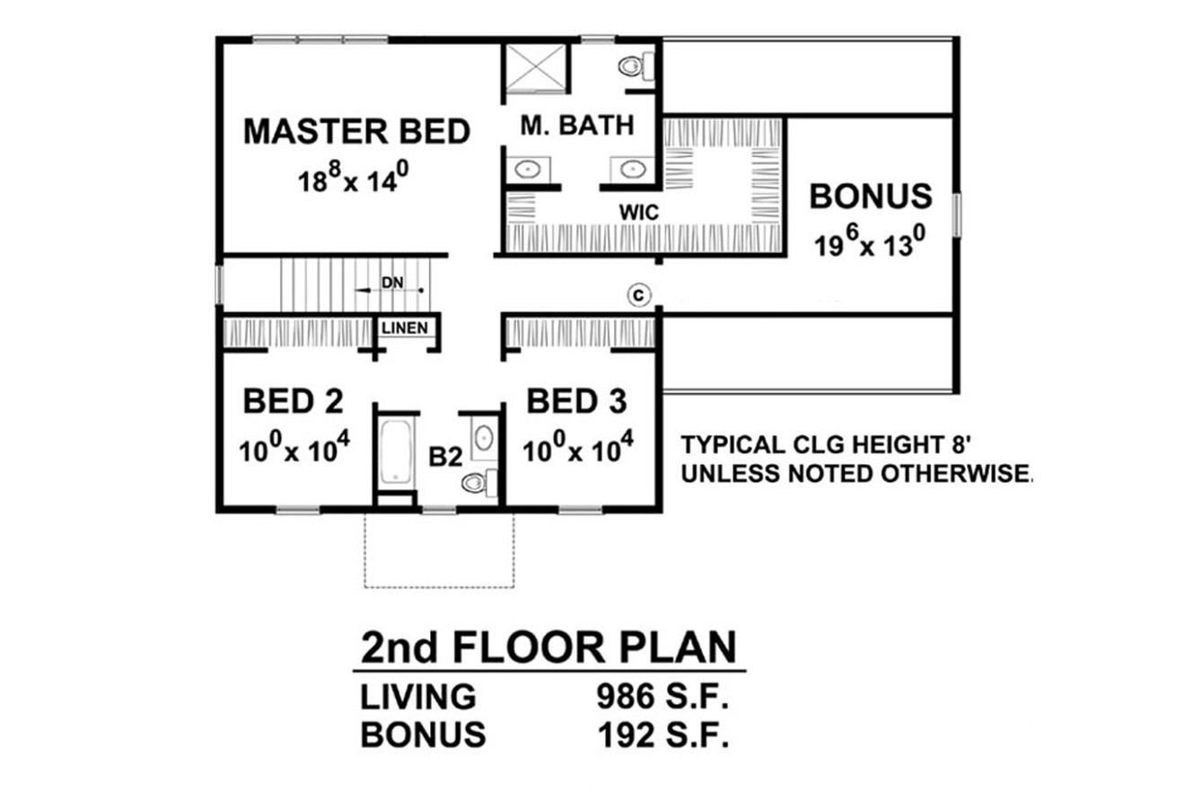 Secondary Image - Colonial House Plan - Patriot C 82094 - 2nd Floor Plan