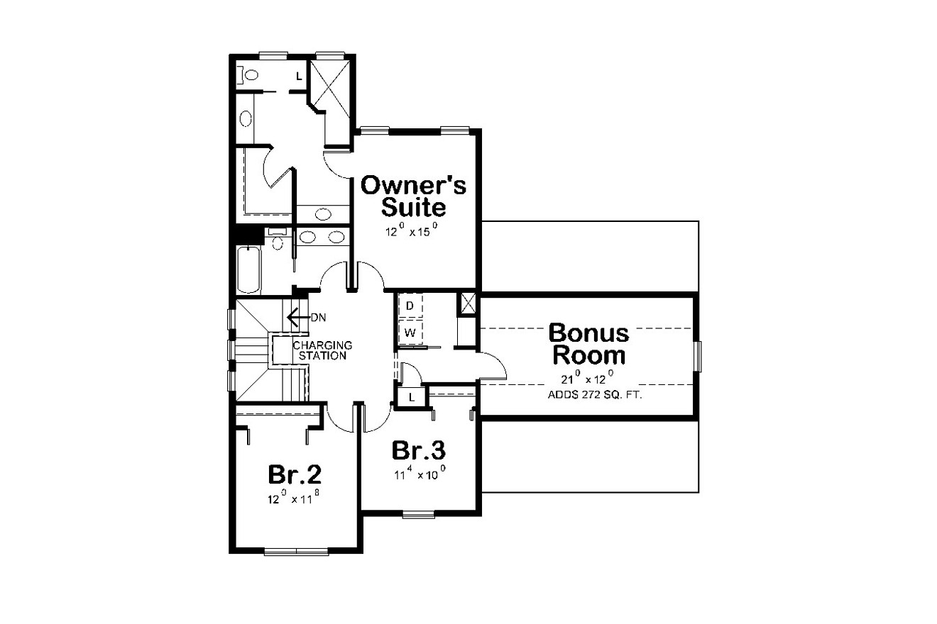 Secondary Image - Craftsman House Plan - Fosse 82107 - 2nd Floor Plan