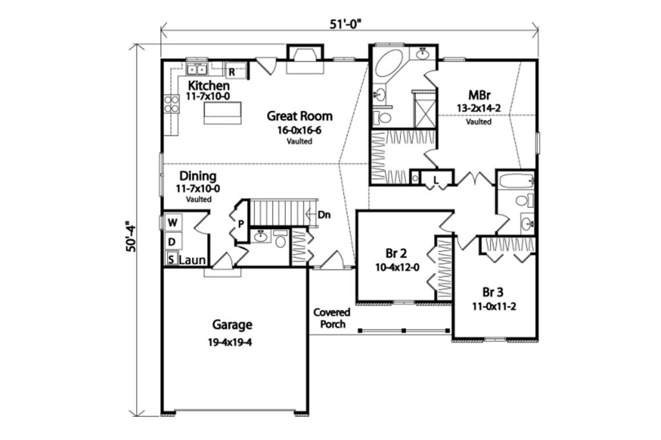 Ranch House Plan - 82237 - 1st Floor Plan