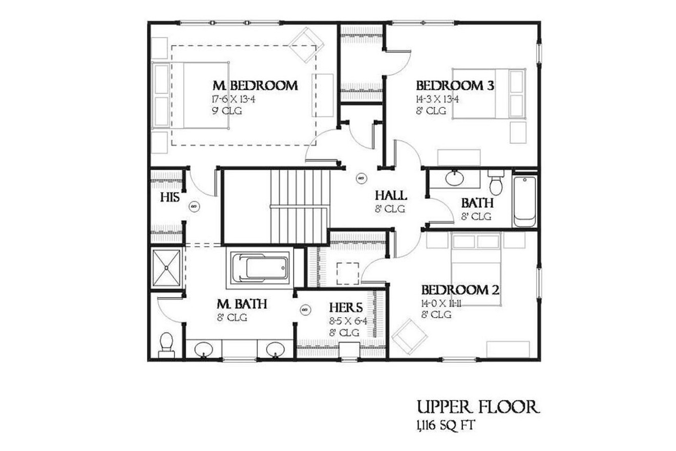 Secondary Image - Craftsman House Plan - Elmwood 82503 - 2nd Floor Plan