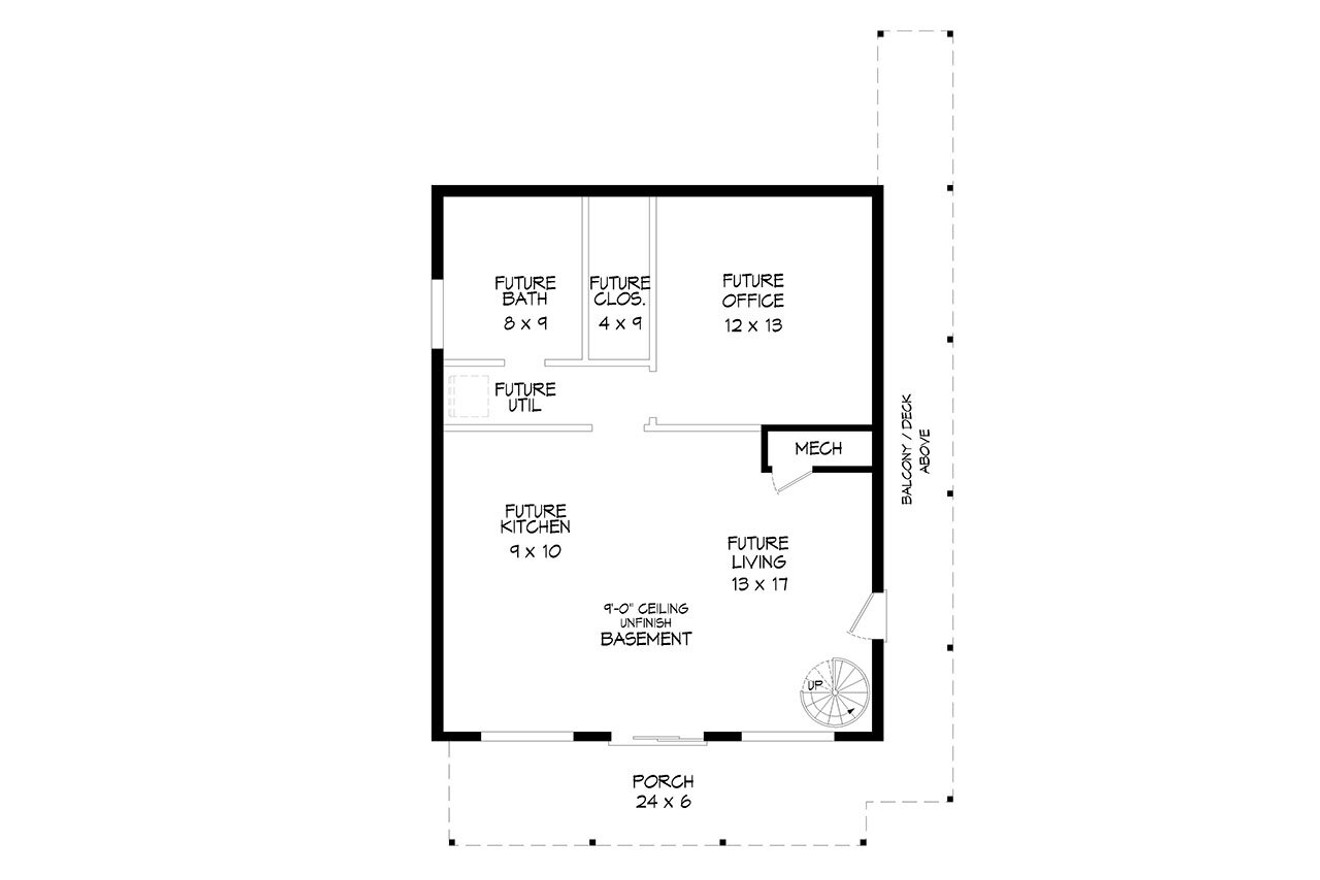 Secondary Image - Modern House Plan - Asheville Mountain 82542 - Basement Floor Plan