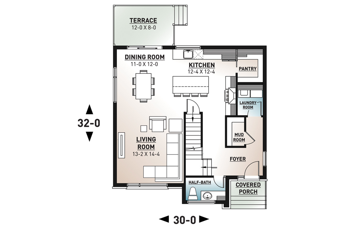 Modern House Plan - Lavoisier 82859 - 1st Floor Plan