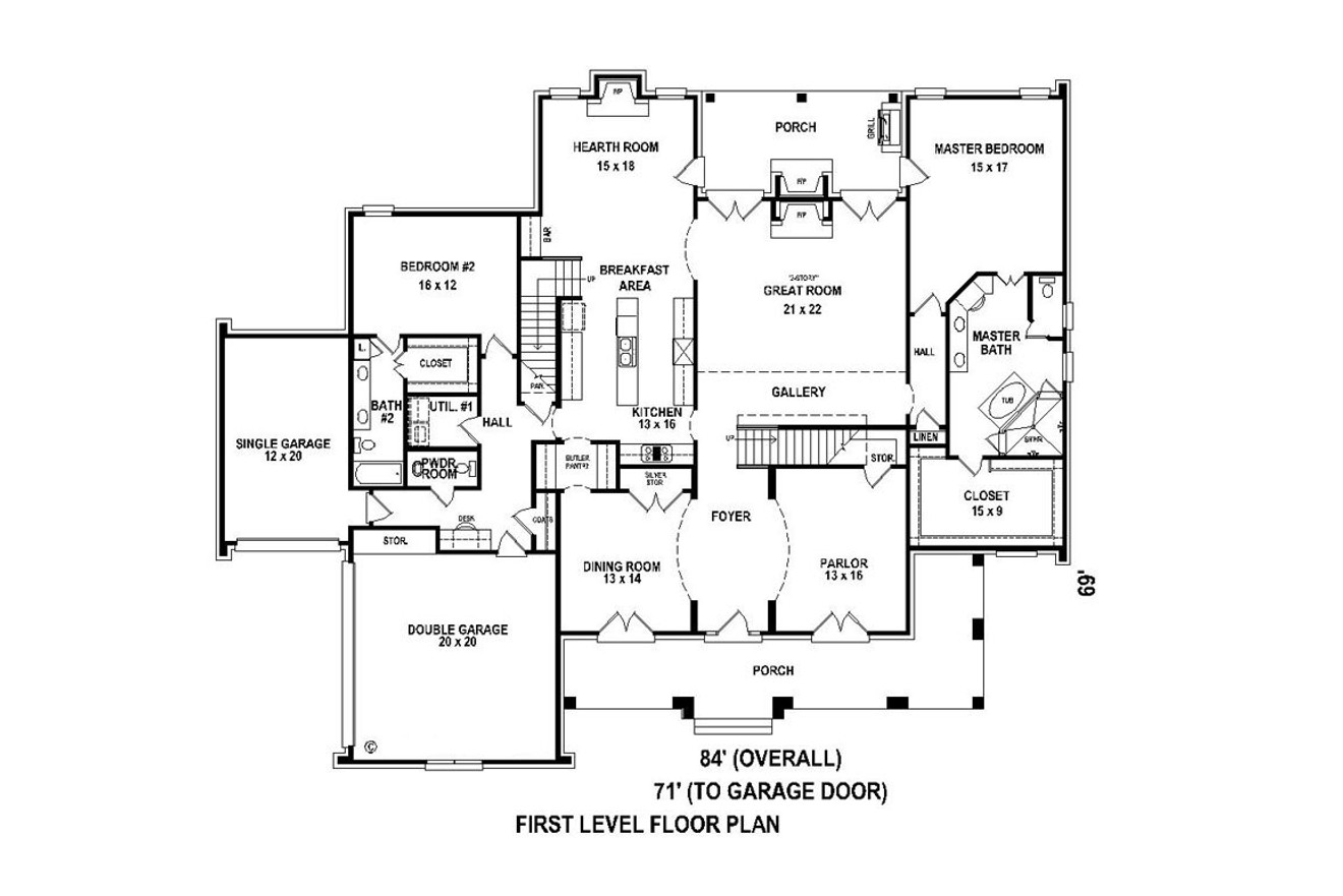 European House Plan - 83236 - 1st Floor Plan