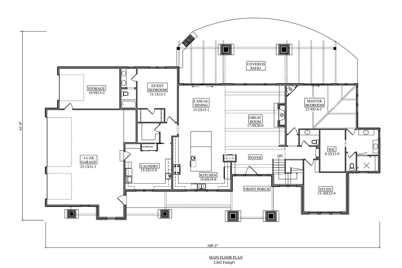 Prairie House Plan - Indigo Bridge 83462 - 1st Floor Plan