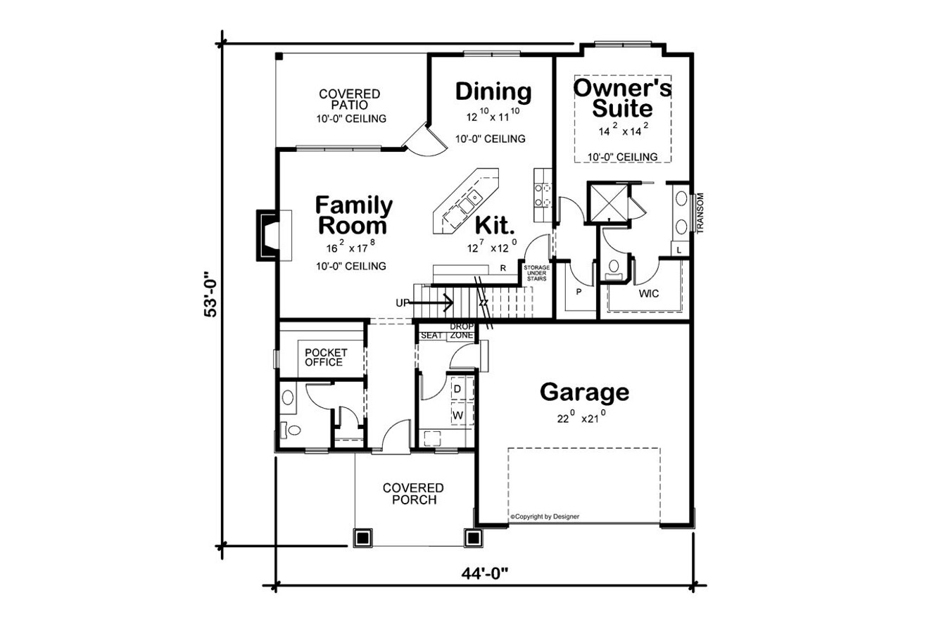 Craftsman House Plan - Bassett Grove 84038 - 1st Floor Plan