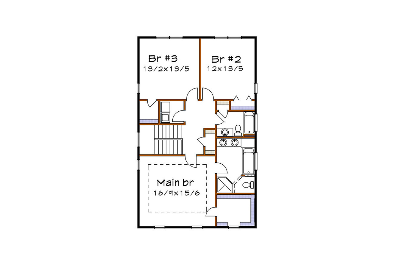 Secondary Image - Craftsman House Plan - 84081 - 2nd Floor Plan