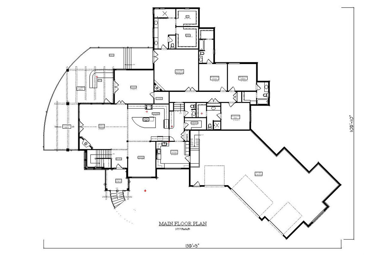 Craftsman House Plan - Black Horse Falls 84398 - 1st Floor Plan