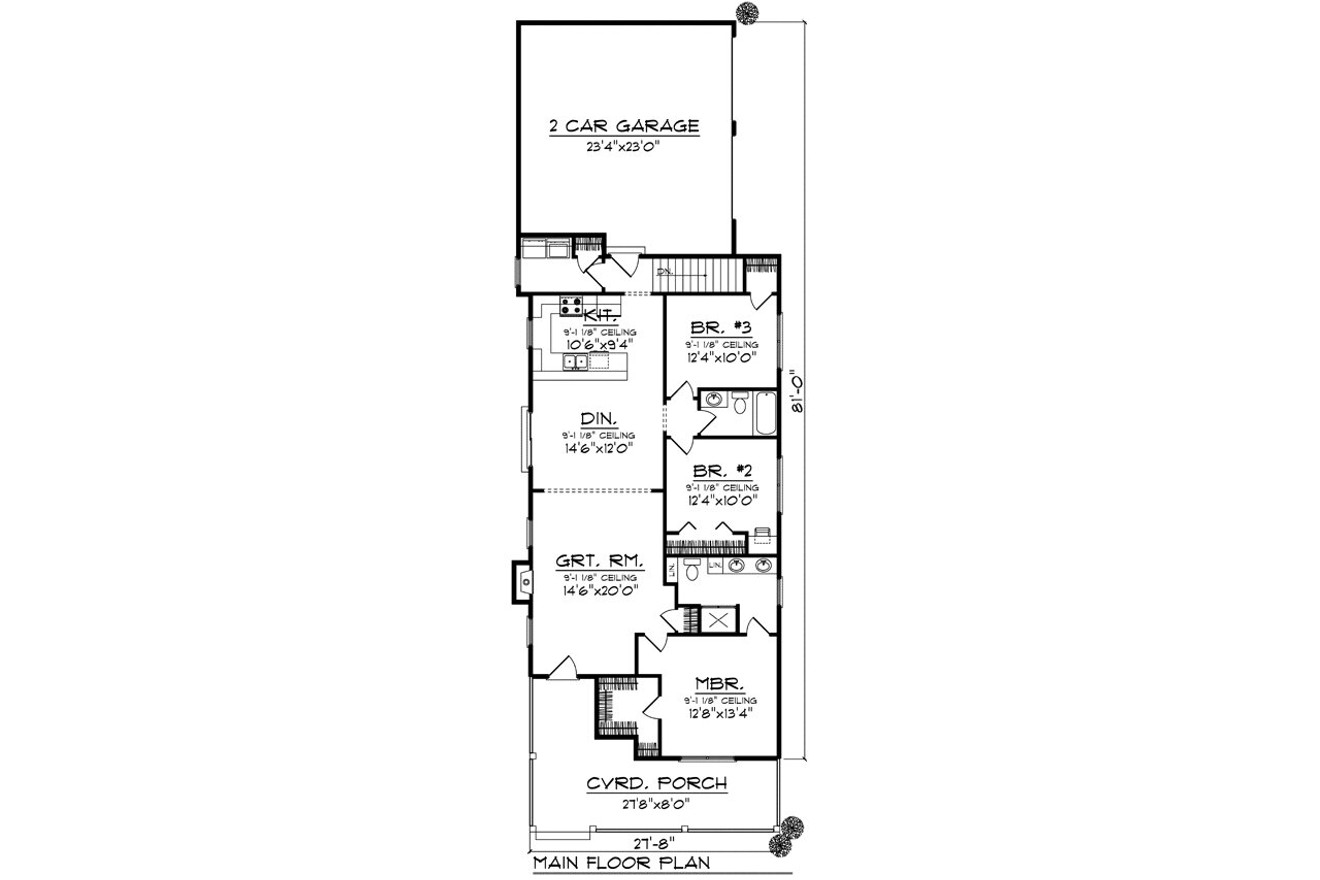 Traditional House Plan - 84812 - 1st Floor Plan