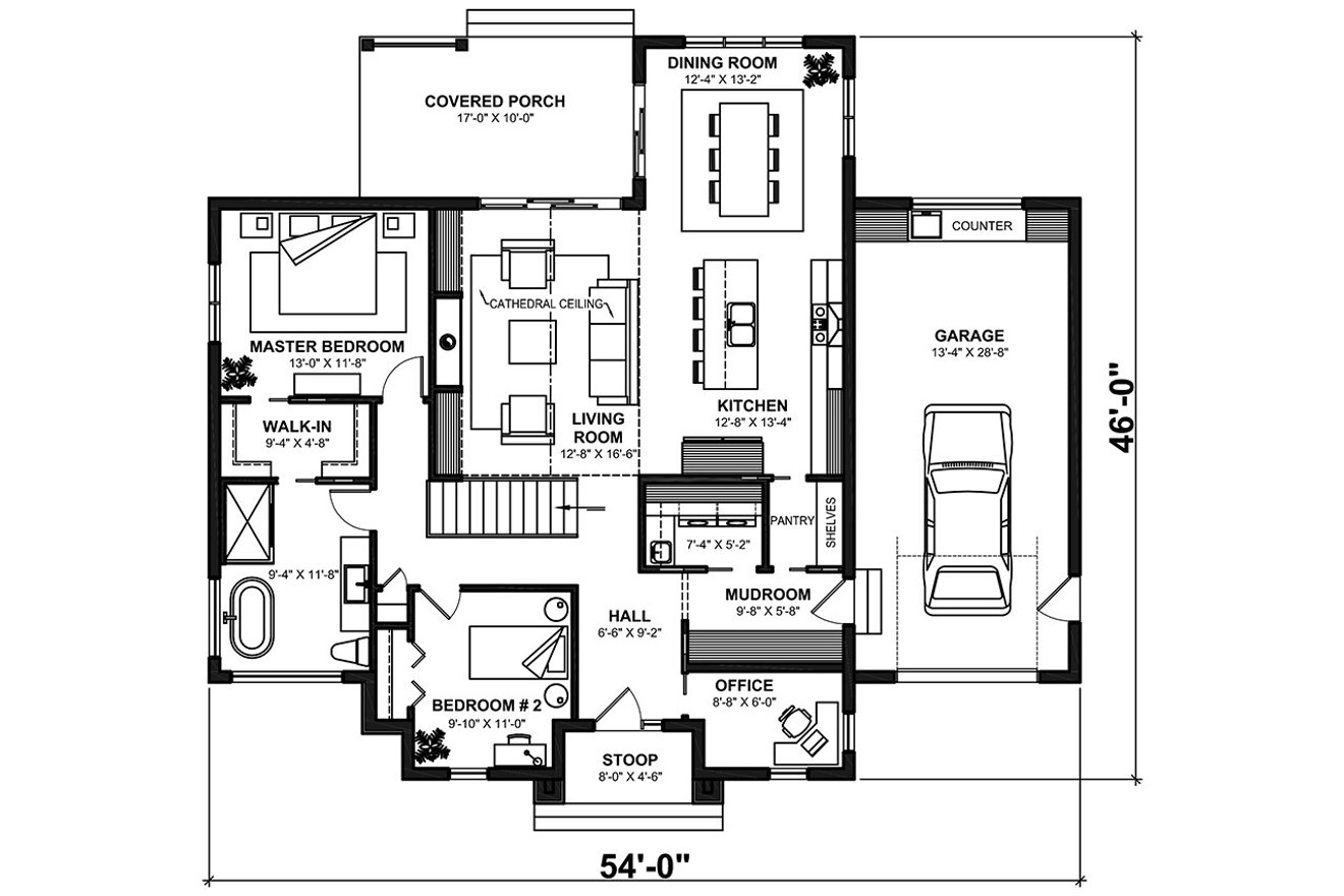 Modern House Plan - Chardonnay 2 84791 - 1st Floor Plan