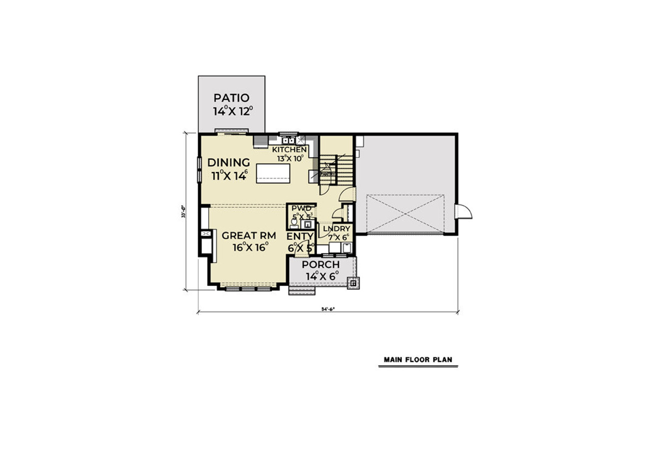 Farmhouse House Plan - 84732 - 1st Floor Plan
