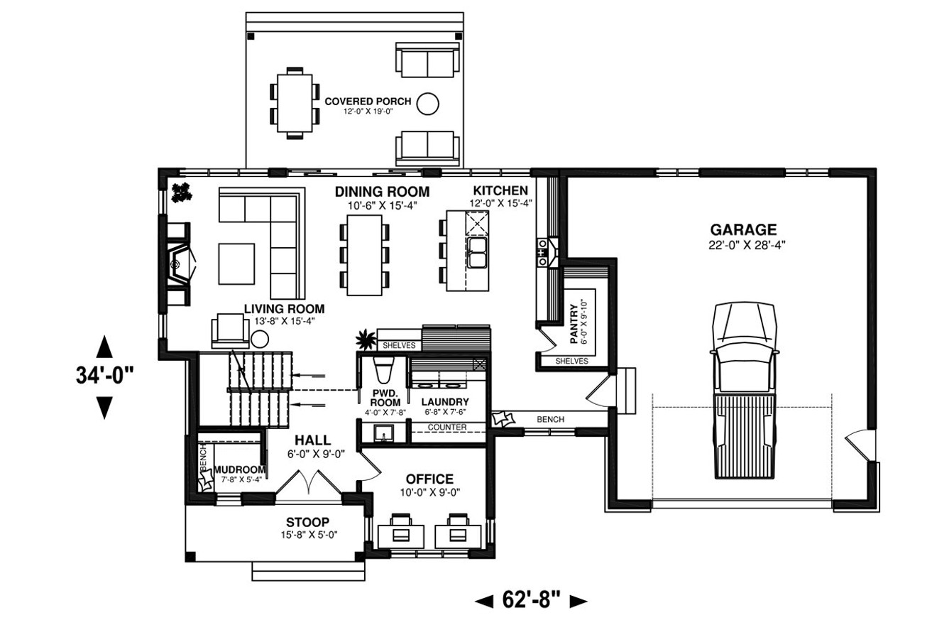 Farmhouse House Plan - Sunny Haven 2 84904 - 1st Floor Plan