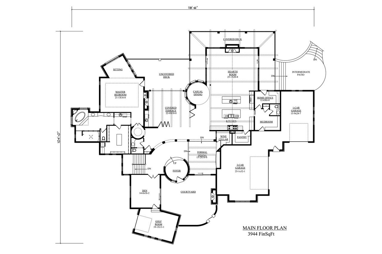 Tuscan House Plan - La Villa Diciotto 84916 - 1st Floor Plan