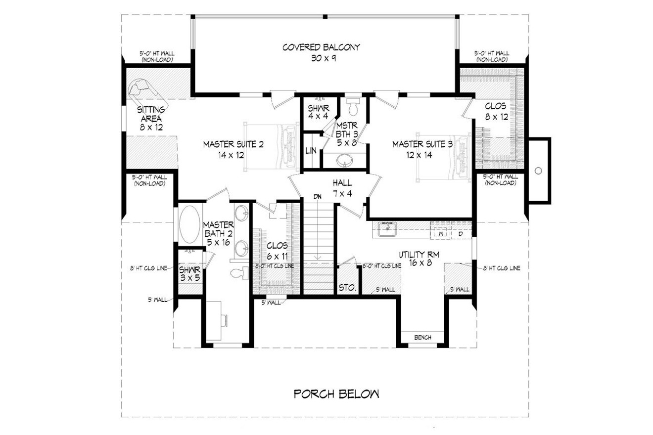 Secondary Image - Craftsman House Plan - Hampton Place 85055 - 2nd Floor Plan