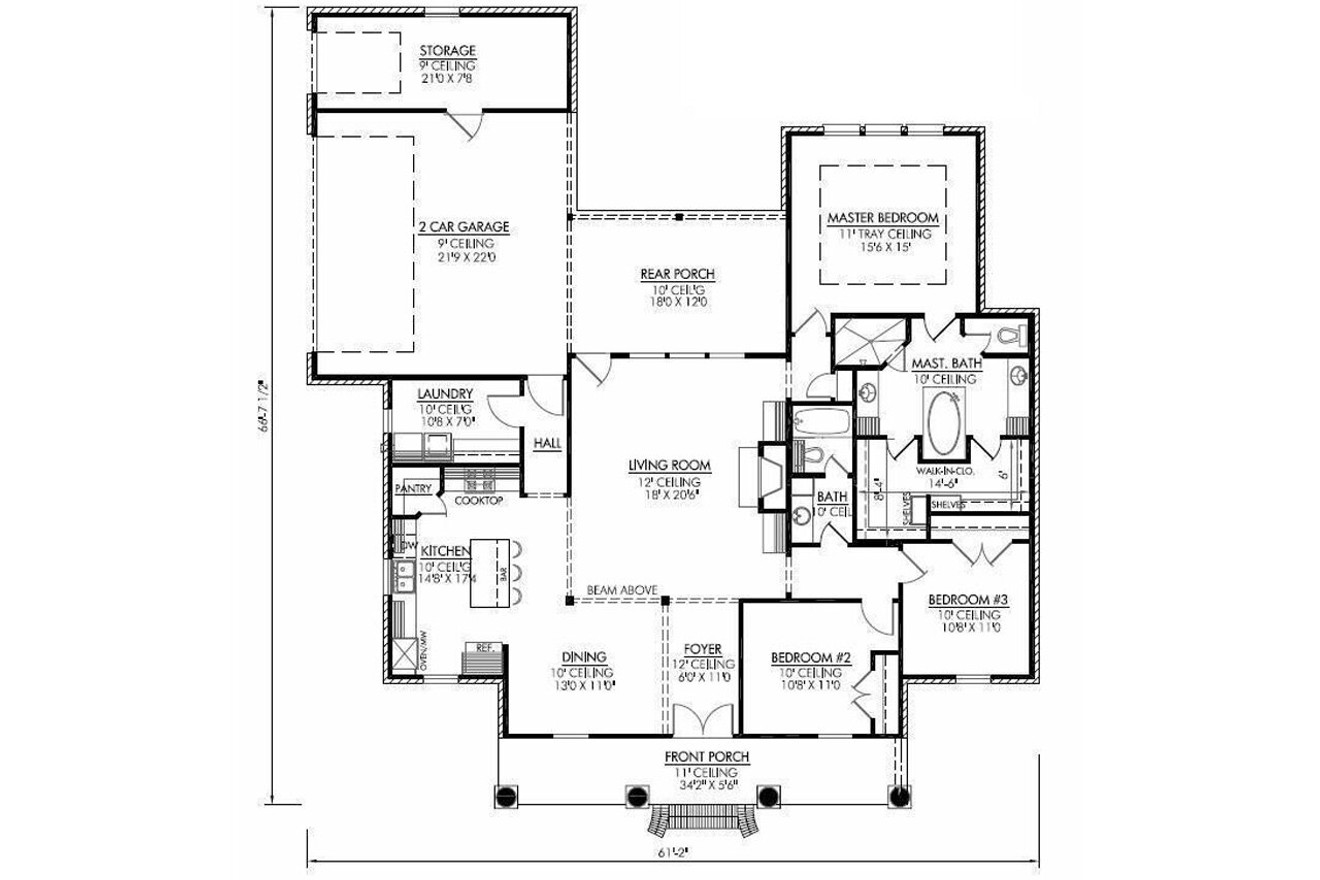 Classic House Plan - Mayberry 85157 - 1st Floor Plan